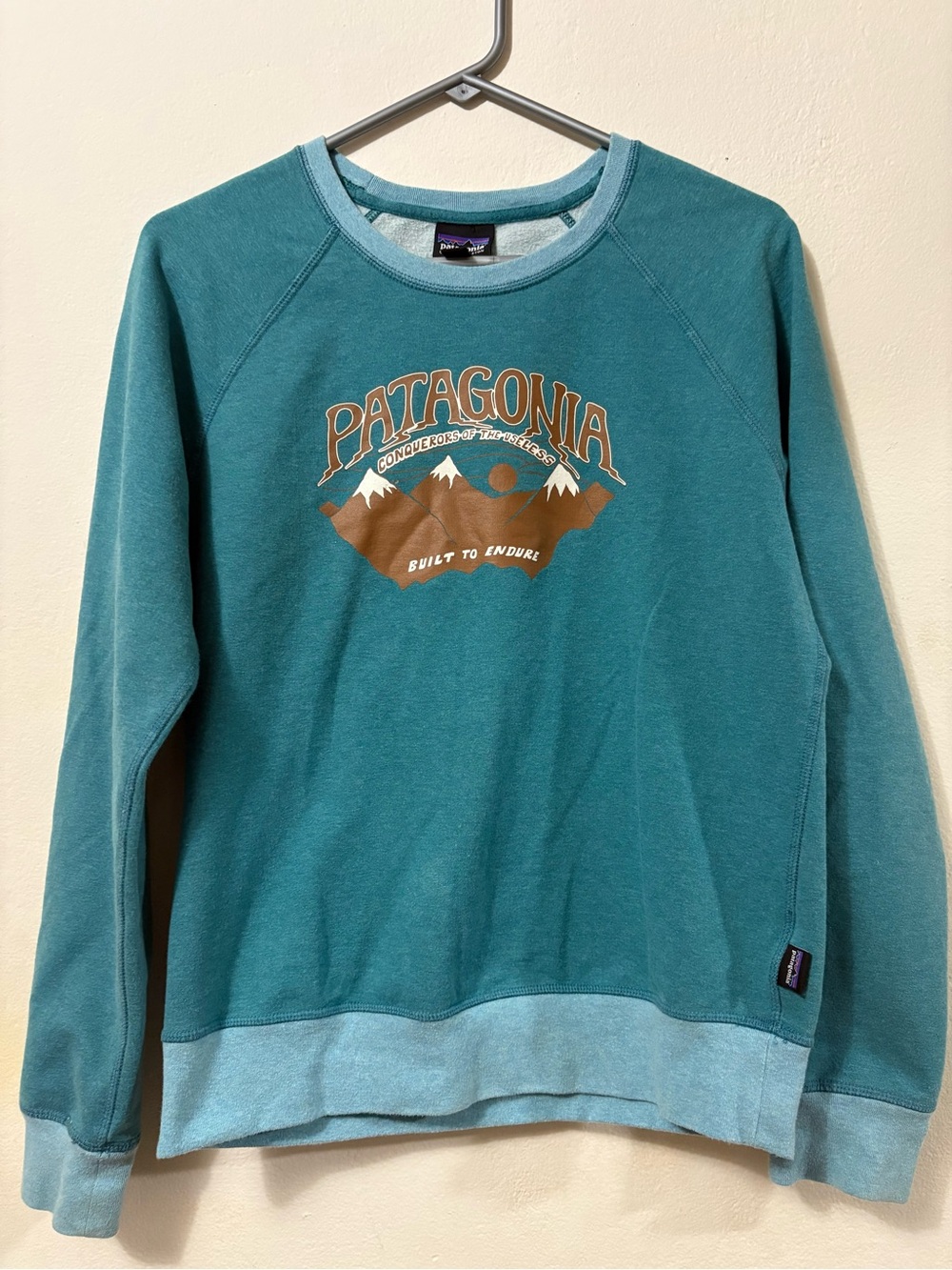 Patagonia Hazy Peaks Midweight crew sweatshirt size Medium teal organic cotton